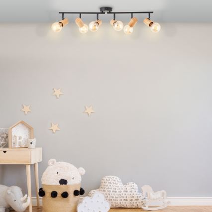 Brilliant - Kohdevalaisin KERRY 6xE27/40W/230V musta/bambu