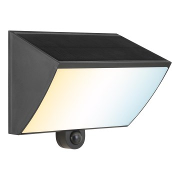 Brilliant - LED aurinkoseinävalaisin anturilla SIERRA LED/6W/3,7V 2700/4000/6500K 2000 mAh IP54 musta