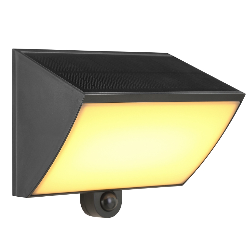 Brilliant - LED aurinkoseinävalaisin anturilla SIERRA LED/6W/3,7V 2700/4000/6500K 2000 mAh IP54 musta