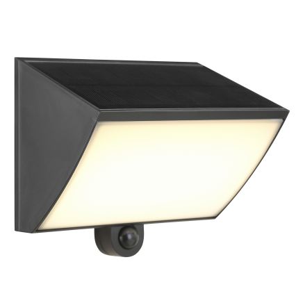 Brilliant - LED aurinkoseinävalaisin anturilla SIERRA LED/6W/3,7V 2700/4000/6500K 2000 mAh IP54 musta