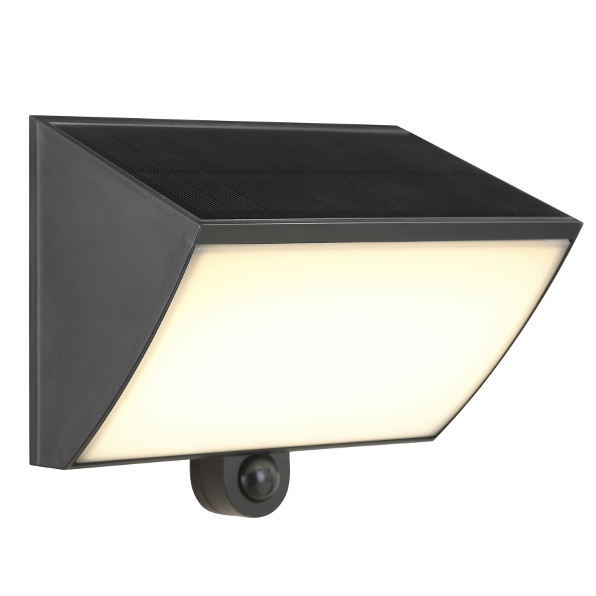 Brilliant - LED aurinkoseinävalaisin anturilla SIERRA LED/6W/3,7V 2700/4000/6500K 2000 mAh IP54 musta