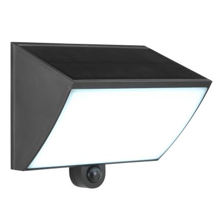 Brilliant - LED aurinkoseinävalaisin anturilla SIERRA LED/6W/3,7V 2700/4000/6500K 2000 mAh IP54 musta