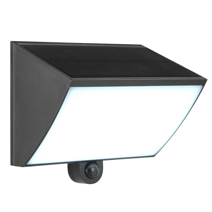 Brilliant - LED aurinkoseinävalaisin anturilla SIERRA LED/6W/3,7V 2700/4000/6500K 2000 mAh IP54 musta