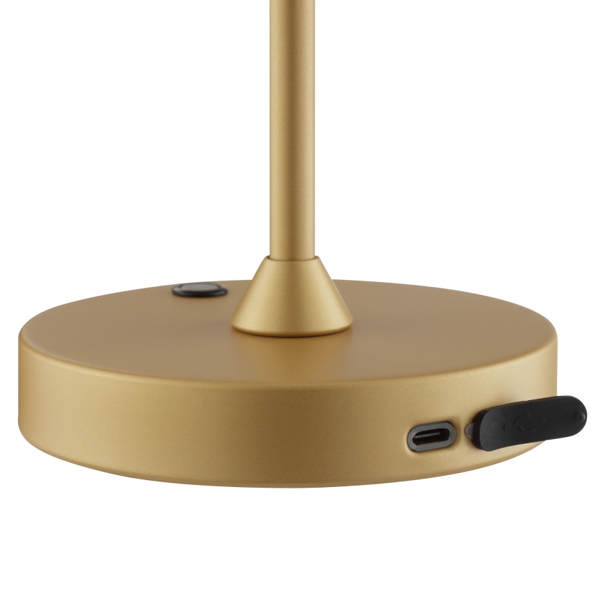 Brilliant - LED Himmennettävä ladattava kosketusohjattu ulkokäyttöinen pöytävalaisin ELORA LED/2,5W/5V 2700K 2600 mAh IP44 kulta