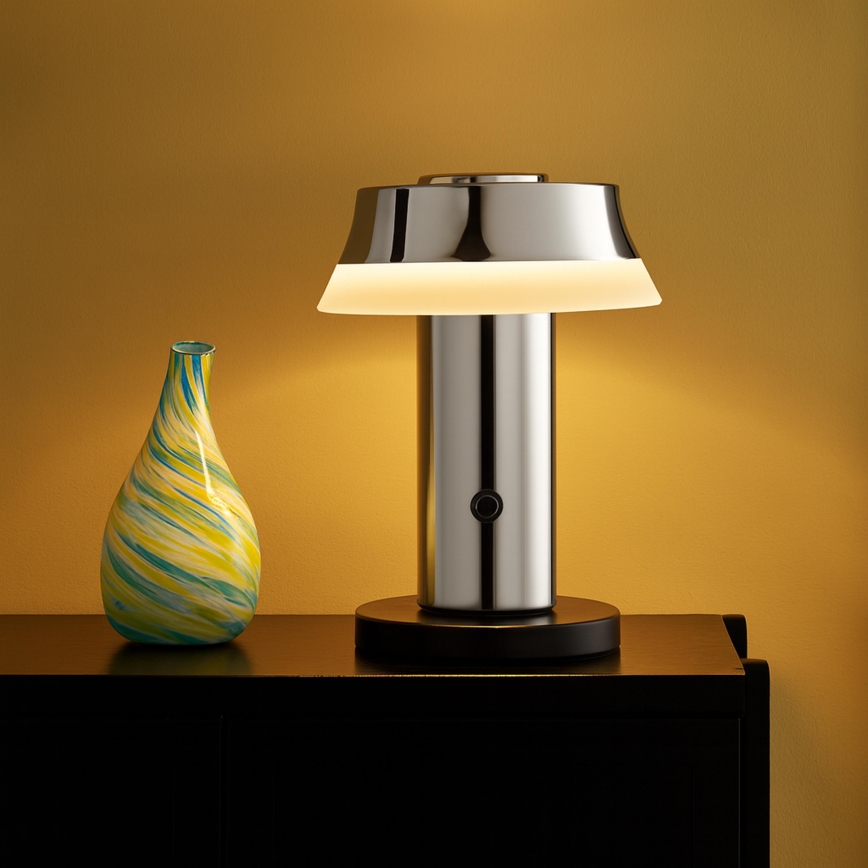 Brilliant - KINICH LED himmennettävä ladattava kosketusohjattu pöytävalaisin LED/2,5W/5V 2700K 2600 mAh kiiltävä kromi