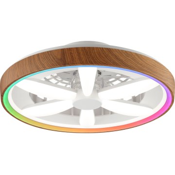 Brilliant - LED RGBW Himmennettävä kattotuuletin GAIANO LED/24W/230V 2700-6500K halkaisija 48 cm ruskea + kauko-ohjaus