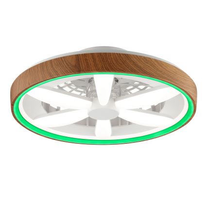 Brilliant - LED RGBW Himmennettävä kattotuuletin GAIANO LED/24W/230V 2700-6500K halkaisija 48 cm ruskea + kauko-ohjaus