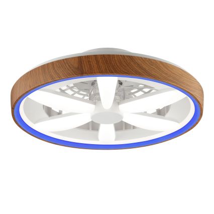 Brilliant - LED RGBW Himmennettävä kattotuuletin GAIANO LED/24W/230V 2700-6500K halkaisija 48 cm ruskea + kauko-ohjaus
