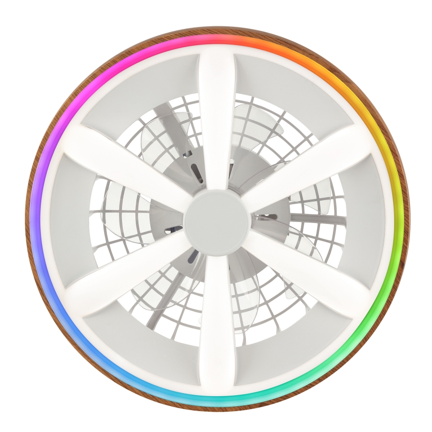 Brilliant - LED RGBW Himmennettävä kattotuuletin GAIANO LED/24W/230V 2700-6500K halkaisija 48 cm ruskea + kauko-ohjaus