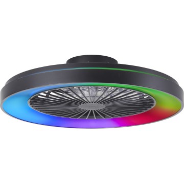 Brilliant - LED RGBW himmennettävä kattotuuletin MAZZARO LED/24W/230V 3000-6500K Ø 58 cm musta + kaukosäädin