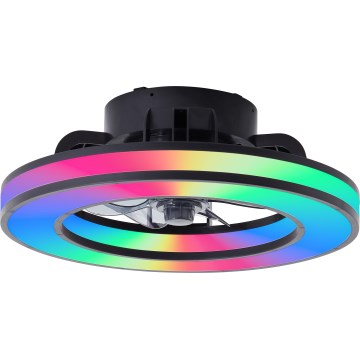 Brilliant - LED RGBW Himmennettävä kattotuuletin MONDELLO LED/26W/230V 2700-6500K halkaisija 41 cm musta + kauko-ohjaus