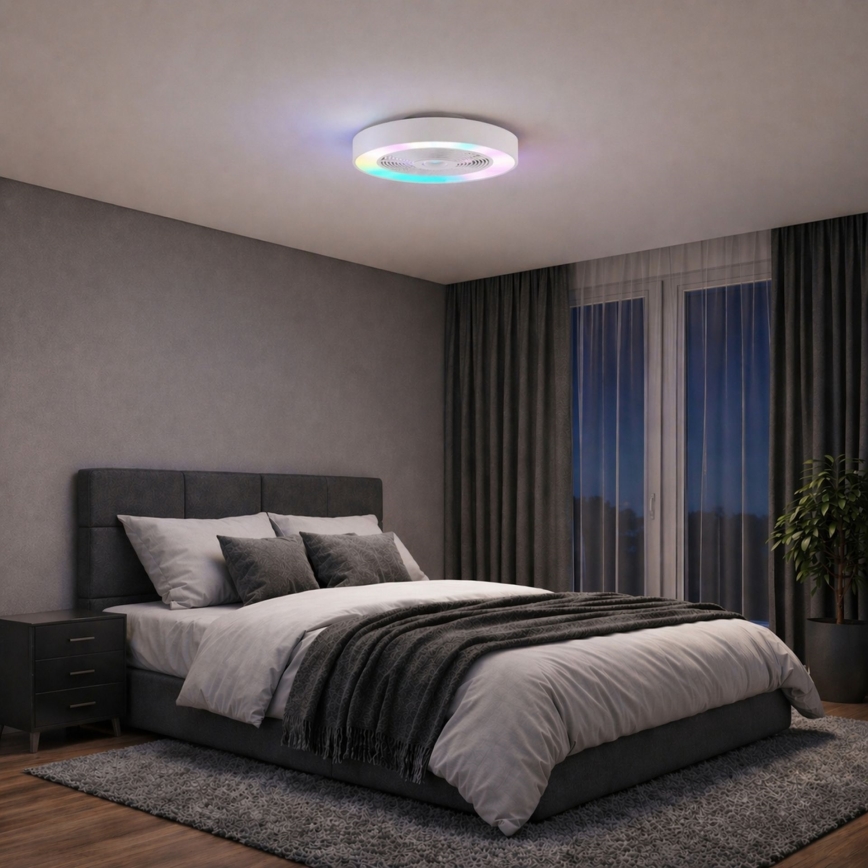 Brilliant - LED RGBW Himmennettävä kattovalaisin tuulettimella CATANIA LED/37W/230V 2700-6500K Ø 48,6 cm valkoinen + kaukosäädin