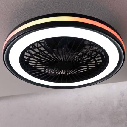 Brilliant - PALMERO LED RGBW himennettävä kattovalaisin tuulettimella LED/40W/230V 2700-6500K halkaisija 46,6 cm beige + kaukosäädin