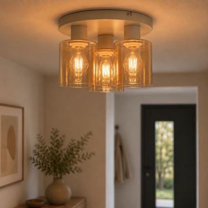 Brilliant - Pintakiinnitteinen kattovalaisin LYSKA 3xE27/20W/230V, halkaisija 31 cm, kermanvärinen/savunbeige