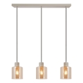 Brilliant - Riippuvalaisin kaapelilla LYSKA 3xE27/20W/230V kerma/savunbeige