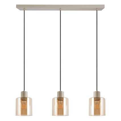 Brilliant - Riippuvalaisin kaapelilla LYSKA 3xE27/20W/230V kerma/savunbeige