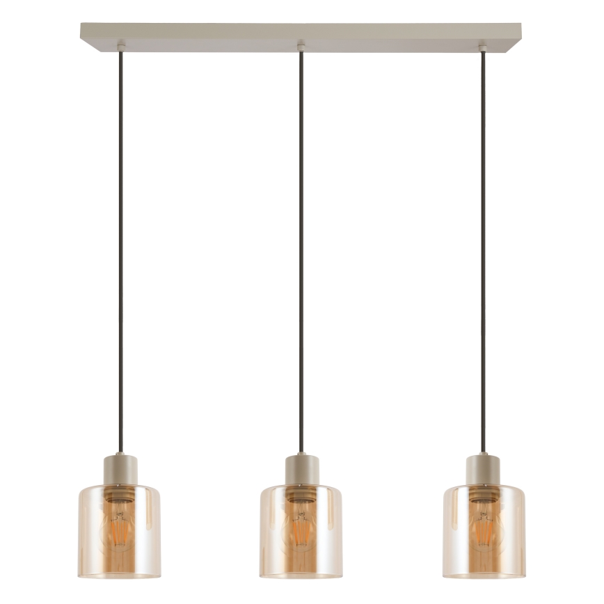 Brilliant - Riippuvalaisin kaapelilla LYSKA 3xE27/20W/230V kerma/savunbeige
