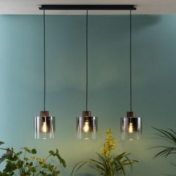 Brilliant - riippuvalaisin vaijerilla BETH 3xE27/60W/230V musta/savunvärinen