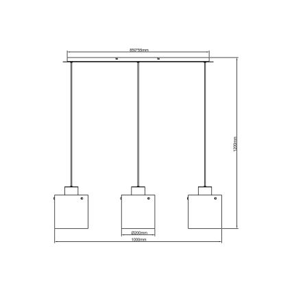 Brilliant - riippuvalaisin vaijerilla BETH 3xE27/60W/230V musta/savunvärinen