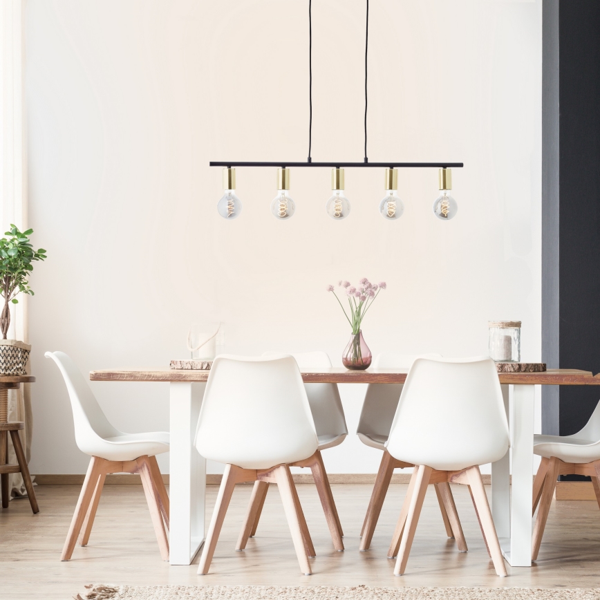 Brilliant - Riippuvalaisin vaijerilla KERRY 5xE27/40W/230V musta/messinki