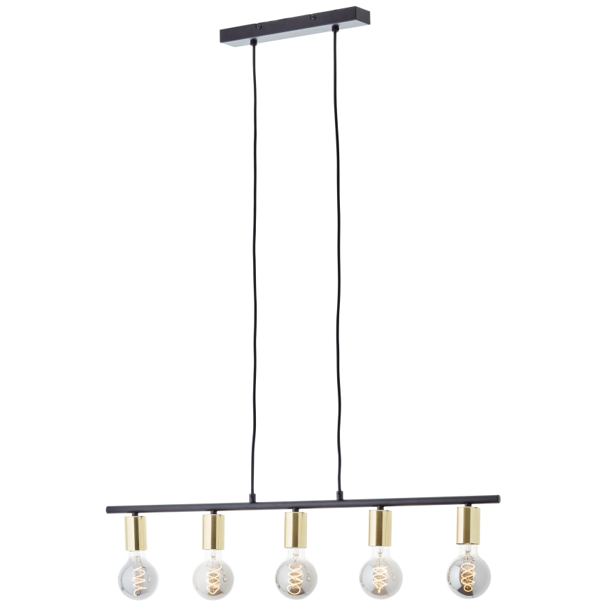 Brilliant - Riippuvalaisin vaijerilla KERRY 5xE27/40W/230V musta/messinki