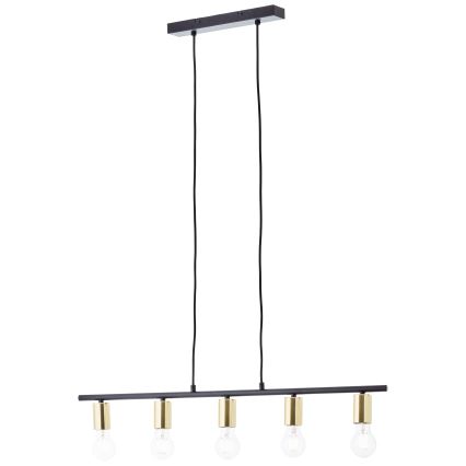 Brilliant - Riippuvalaisin vaijerilla KERRY 5xE27/40W/230V musta/messinki
