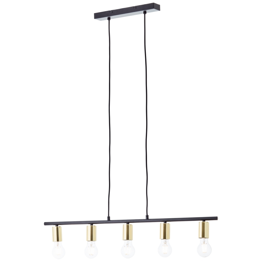 Brilliant - Riippuvalaisin vaijerilla KERRY 5xE27/40W/230V musta/messinki