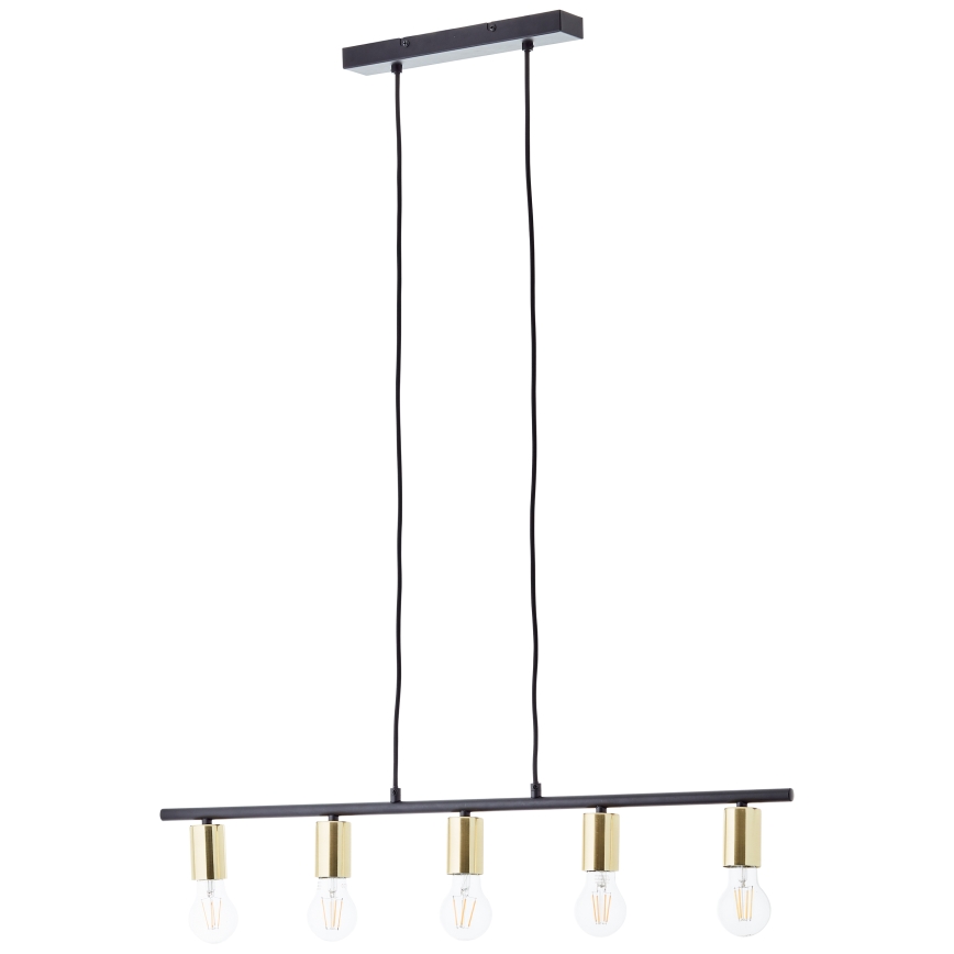 Brilliant - Riippuvalaisin vaijerilla KERRY 5xE27/40W/230V musta/messinki