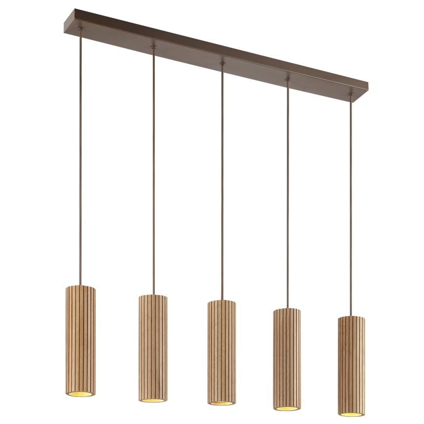 Brilliant - Riippuvalaisin vaijerilla LAKEWOOD 5xGU10/10W/230V ruskea