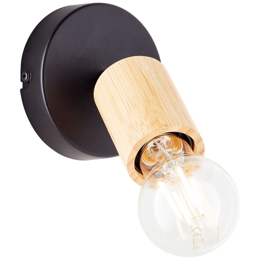 Brilliant - Seinälle asennettava, suunnattava kohdevalaisin 1xE27/28W/230V, bambu