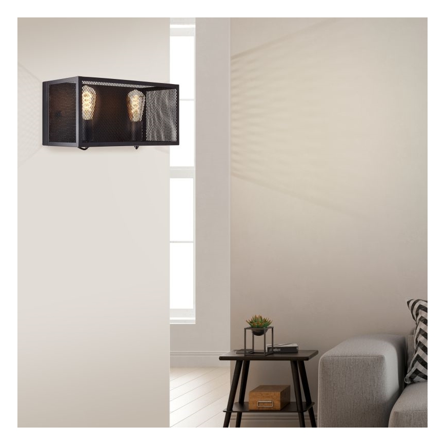 Brilliant - Seinävalaisin MAZE 2xE27/40W/230V musta