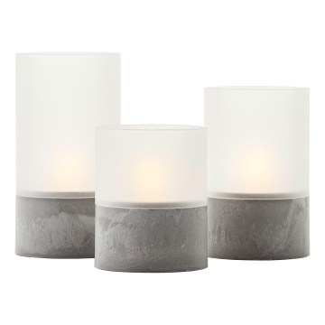 Brilliant - SETTI 3x LED-kynttilä BOUGIE LED/2xAA IP44 harmaa/valkoinen