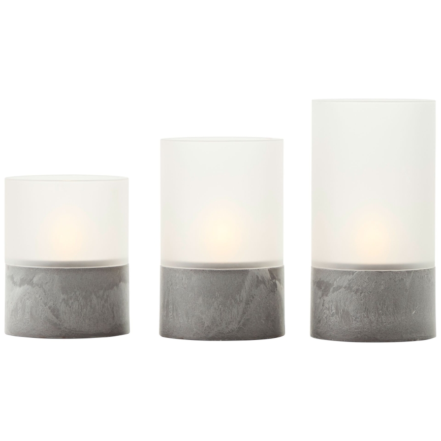 Brilliant - SETTI 3x LED-kynttilä BOUGIE LED/2xAA IP44 harmaa/valkoinen
