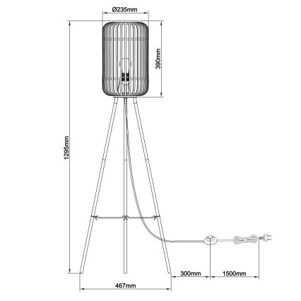 Brilliant - WOODROW lattiavalaisin 1xE27/60W/230V bambusta