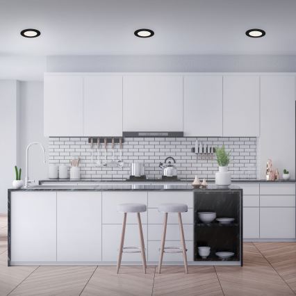 Brilo - 3 kpl LED-upotettavat kylpyhuoneen kattovalaisimet FLAT LED/6W/230V IP44, musta