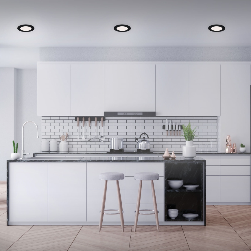 Brilo - 3 kpl LED-upotettavat kylpyhuoneen kattovalaisimet FLAT LED/6W/230V IP44, musta