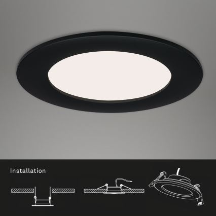Brilo - 3 kpl LED-upotettavat kylpyhuoneen kattovalaisimet FLAT LED/6W/230V IP44, musta
