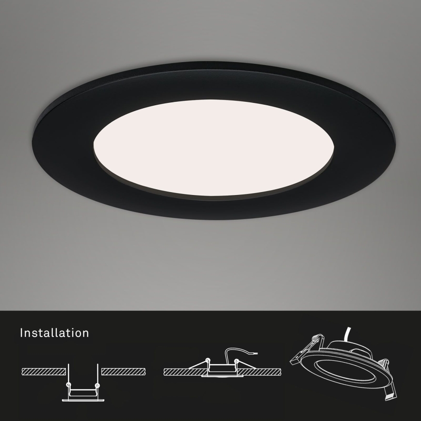Brilo - 3 kpl LED-upotettavat kylpyhuoneen kattovalaisimet FLAT LED/6W/230V IP44, musta
