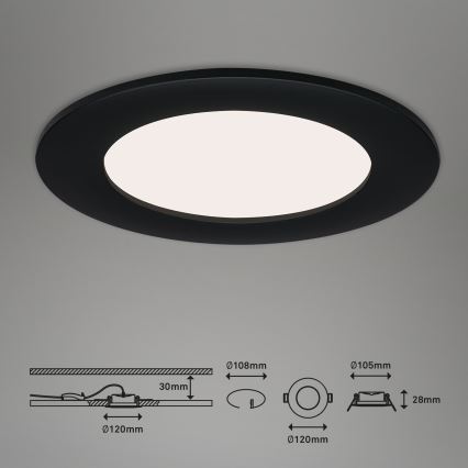 Brilo - 3 kpl LED-upotettavat kylpyhuoneen kattovalaisimet FLAT LED/6W/230V IP44, musta