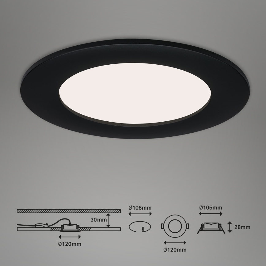 Brilo - 3 kpl LED-upotettavat kylpyhuoneen kattovalaisimet FLAT LED/6W/230V IP44, musta