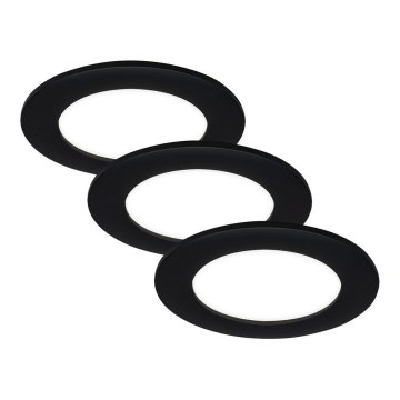 Brilo - 3 kpl LED-upotettavat kylpyhuoneen kattovalaisimet FLAT LED/6W/230V IP44, musta