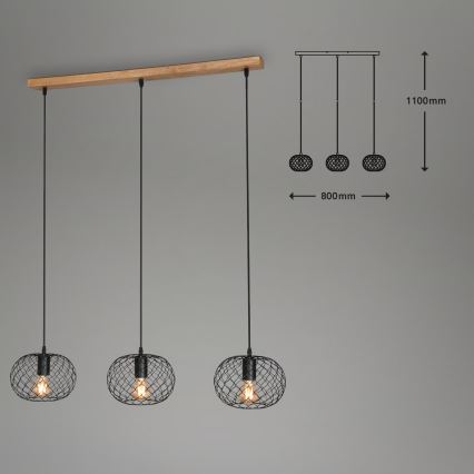 Brilo 4037-035 - WINKI riippuvalaisin kaapelilla 3xE27/40W/230V