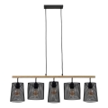 Brilo 4078-054 - Riippuvalaisin vaijerilla WOOD & STYLE 5xE27/60W/230V