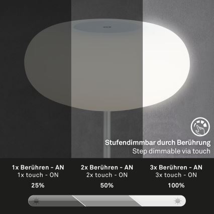Brilo - LED himmennettävä ulkokäyttöön sopiva ladattava pöytälamppu OLANA LED/3W/5V 3300K IP44 2000 mAh