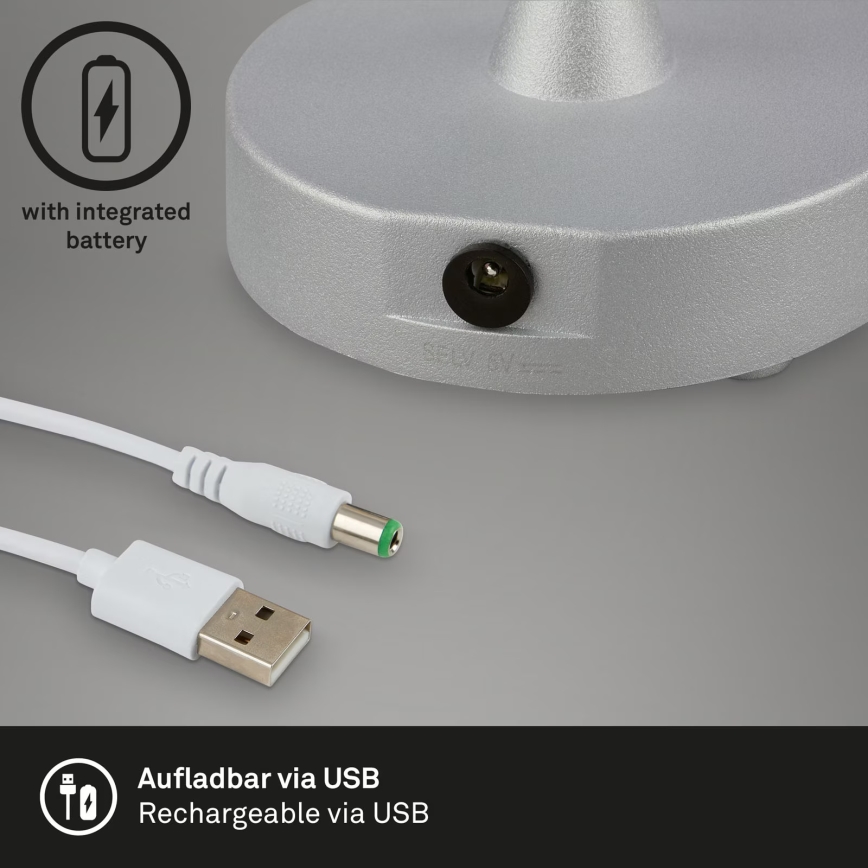 Brilo - LED himmennettävä ulkokäyttöön sopiva ladattava pöytälamppu OLANA LED/3W/5V 3300K IP44 2000 mAh