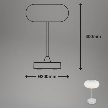Brilo - LED himmennettävä ulkokäyttöön sopiva ladattava pöytälamppu OLANA LED/3W/5V 3300K IP44 2000 mAh