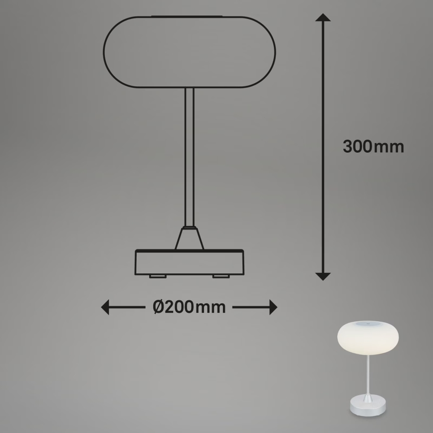Brilo - LED himmennettävä ulkokäyttöön sopiva ladattava pöytälamppu OLANA LED/3W/5V 3300K IP44 2000 mAh