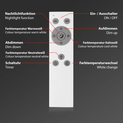 Brilo - Himmennettävä LED-kattovalaisin PIATTO LED/24W/230V 3000-6500K 100x25 cm + kauko-ohjaus