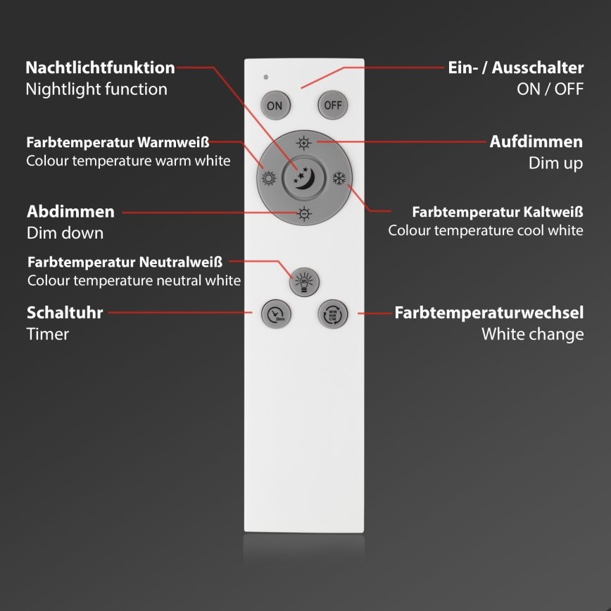 Brilo - Himmennettävä LED-kattovalaisin PIATTO LED/24W/230V 3000-6500K 100x25 cm + kauko-ohjaus
