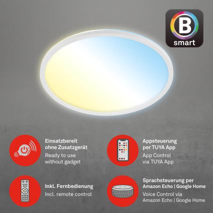 Brilo - Himmennettävä LED-kattovalaisin SLIM LED/22W/230V 2700-6500K Wi-Fi Tuya + kauko-ohjaus